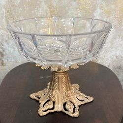 Large Vintage L&L WMC Crystal Centerpiece – 9.5" Hollywood Regency Compote
