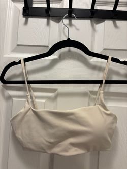 Cream Spaghetti Strap Sports Bra