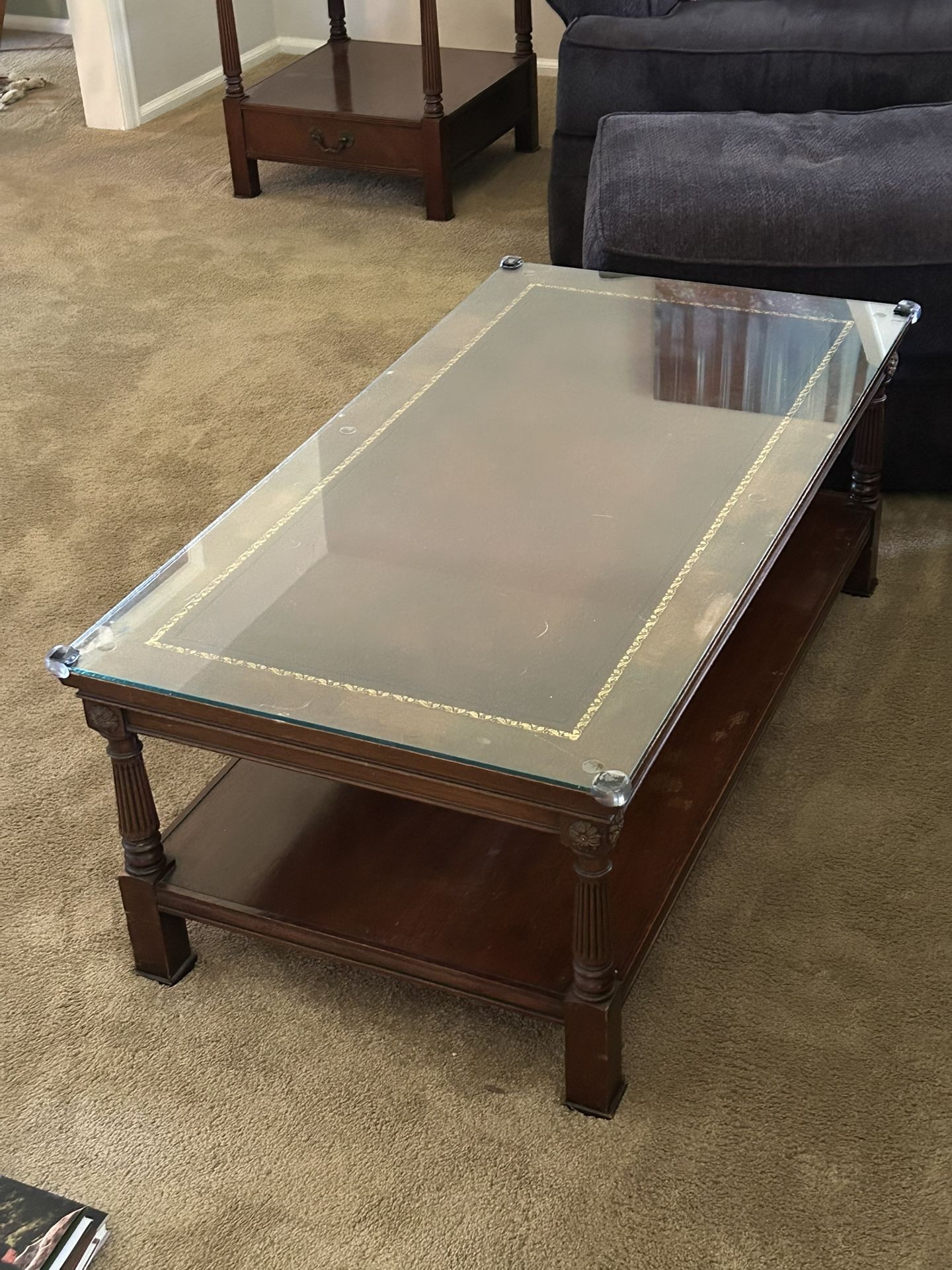Wood & glass top Coffee Table & End Table