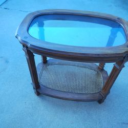 Oval End Table With Glass Top