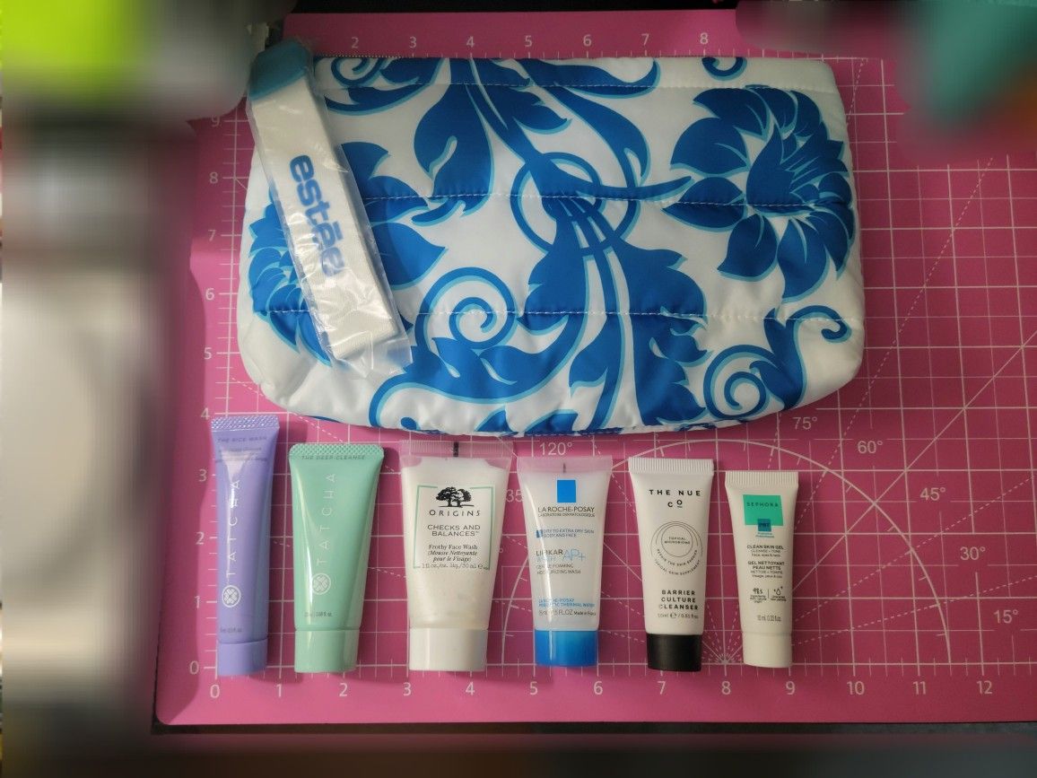 6pc All New Manufactures Sealed Cleanser Lot w/ESTĒE LAUDER MAKEUP TOTE BAG + 10+ High-End Freebies 