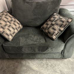  Gray 3 Seat Couch And Oversized Chair (ottoman Sold