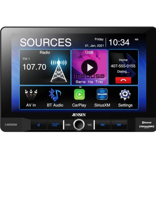 JensenCAR910W Stereo ReceiverBluetooth Apple CarPlay AndroidAuto Multimedia