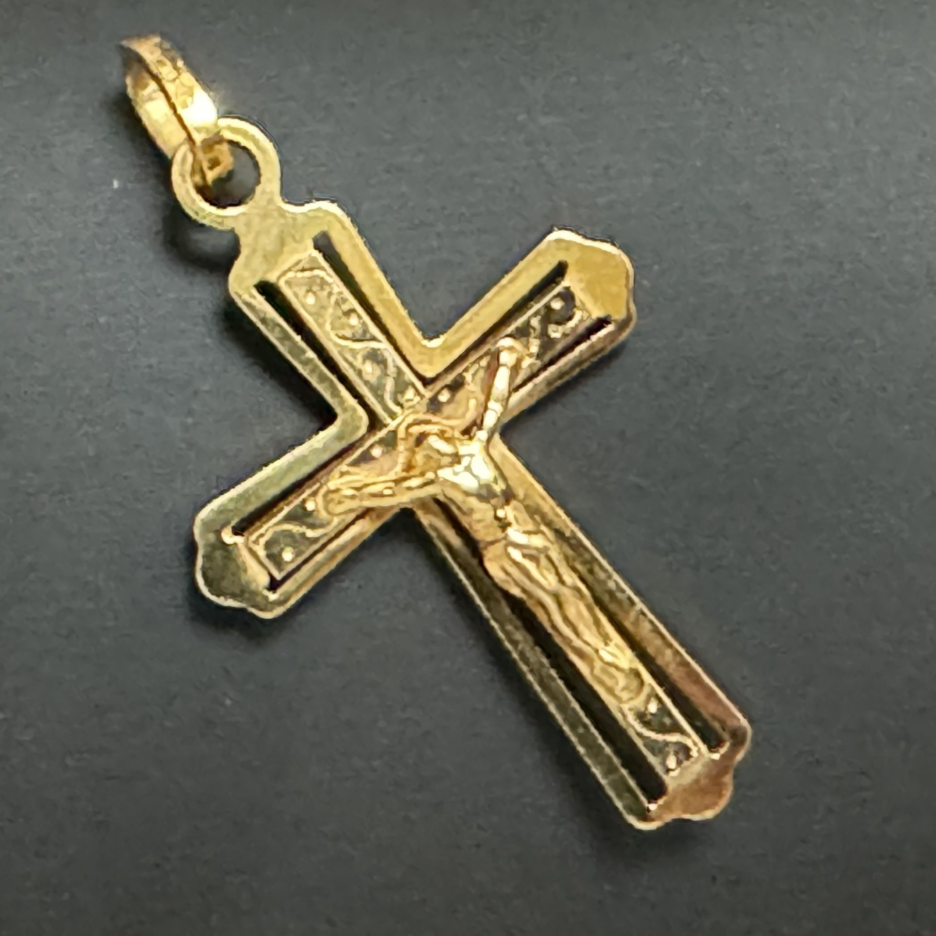 18K Gold ITALY Cross Jesus 18KT 750 cruz de oro 18 K Pendant Jewelry NO Necklace Chain