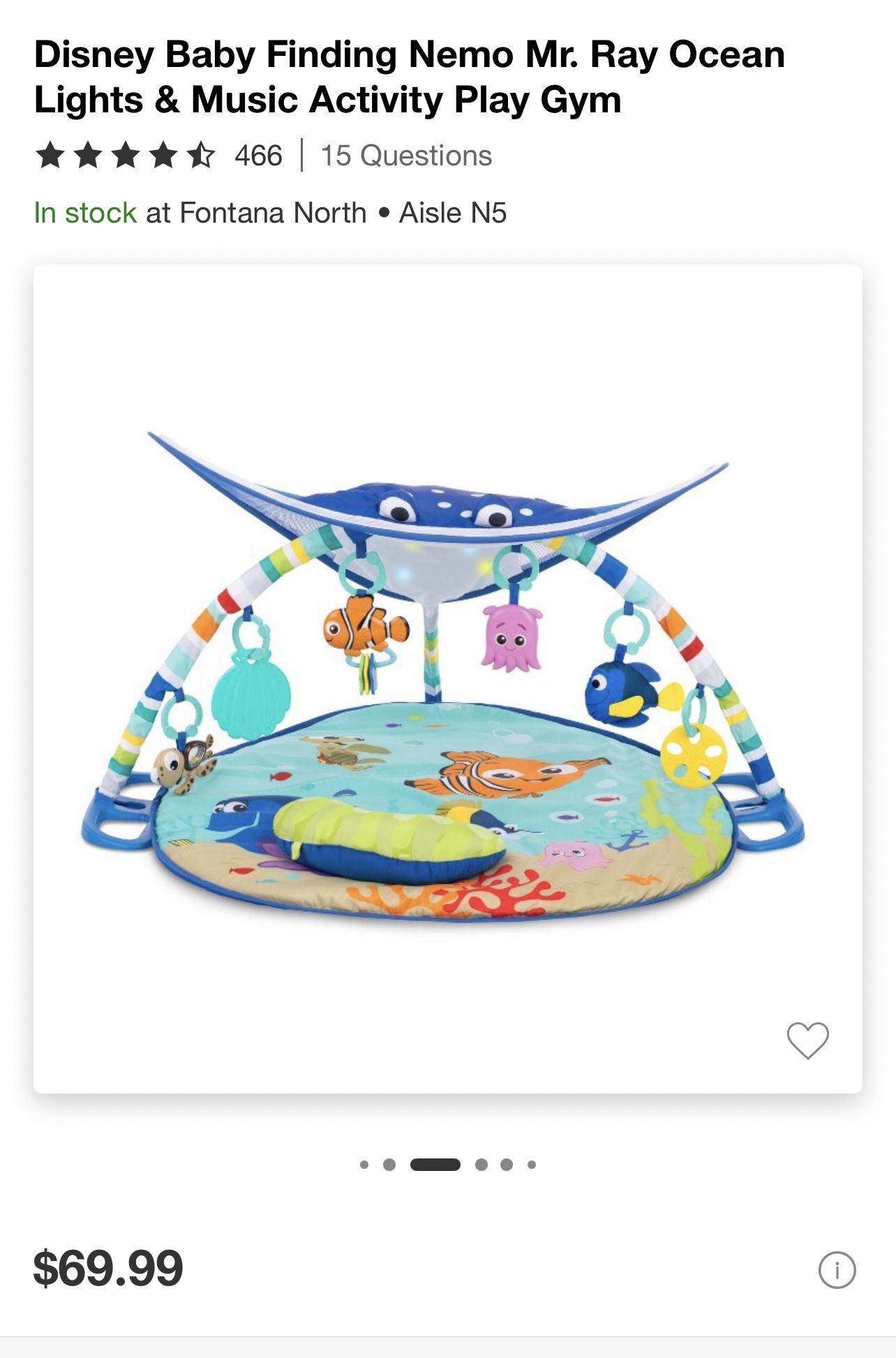 Disney Baby Finding Nemo Mr. Ray Ocean Lights & Music Activity Play Gym