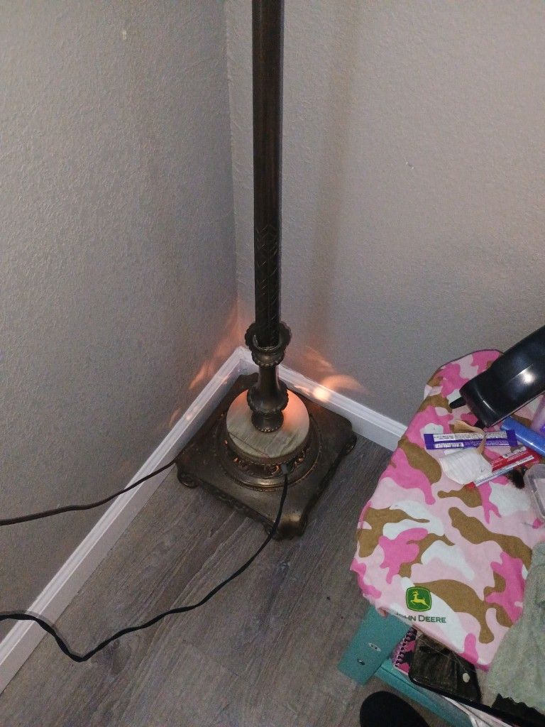 95 Years Old 1930 Brass , Marble Milk Glass 5 Light Floor Lamp