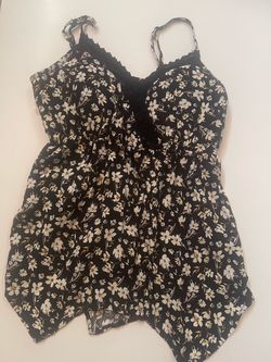 Black floral babydoll camisole top size M