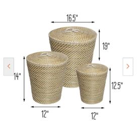 $120 Set 3 Wicker Basket Honey Can Do New