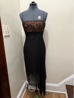 Vintage 1990s Oscar de la Renta Pink Label Saks Black Lace Chiffon Dress (Fits size 8-10)