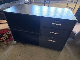 Black Mobile Filing Cabinet with Drawers