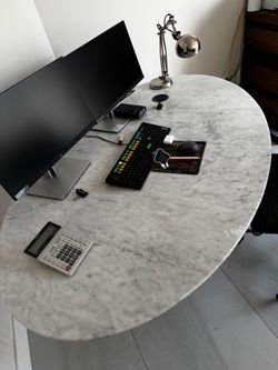Oval Marble Table - 29H 43W 67L