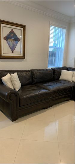 Dark Brown Leather Sectional Sofa