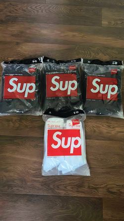 Supreme x Hanes Socks Bundle – 4 Packs – 3 Black + 1 White