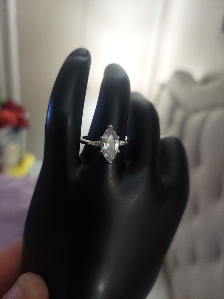 2ct Marquis CZ .925 Sterling Engagement, Right Hand Ring SZ 7