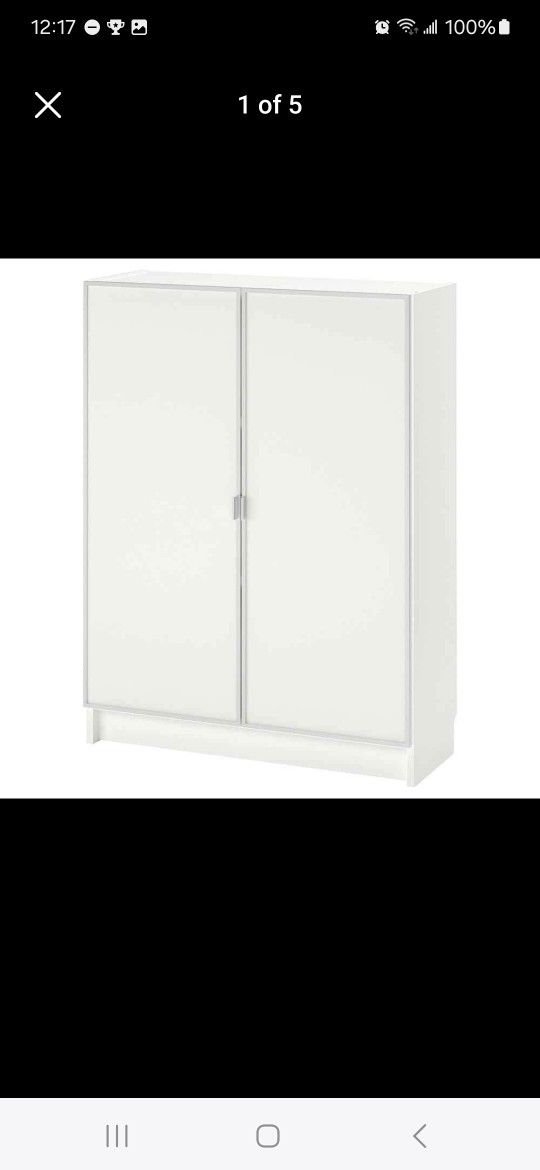 Gently Used IKEA Billy Bookcase with Morliden glass doors