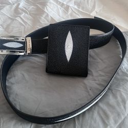 StingRay Leather Wallet And Belt 