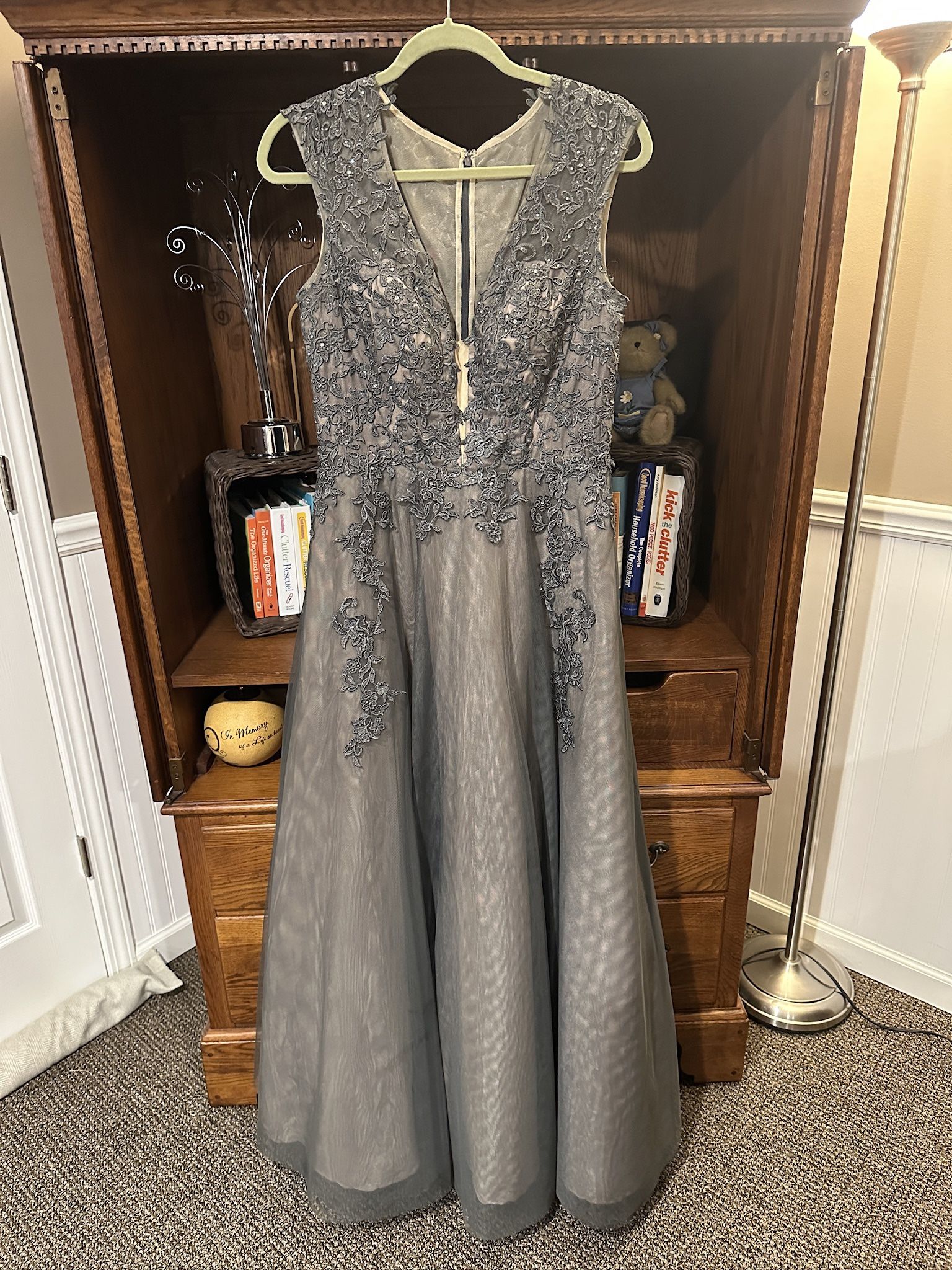 Silver XSCAPE Prom Dress