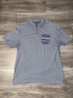 Travis Mathew Men’s XL Gray Solid Short Sleeve Collared Polo Pocket Logo