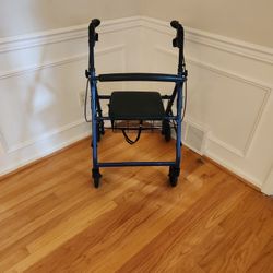 Folding Medline Rollator Walker Seat, Brakes, Backrest, Basket