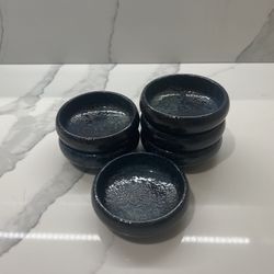 Set of 6 Small Sauce Dishes – Japanese Style, Textured Ceramic