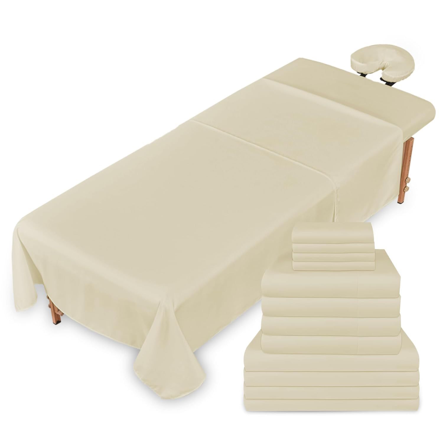 Massage Table Sheets Set – 3 Piece 4 Set, Microfiber Spa Bed Sheets- Natural