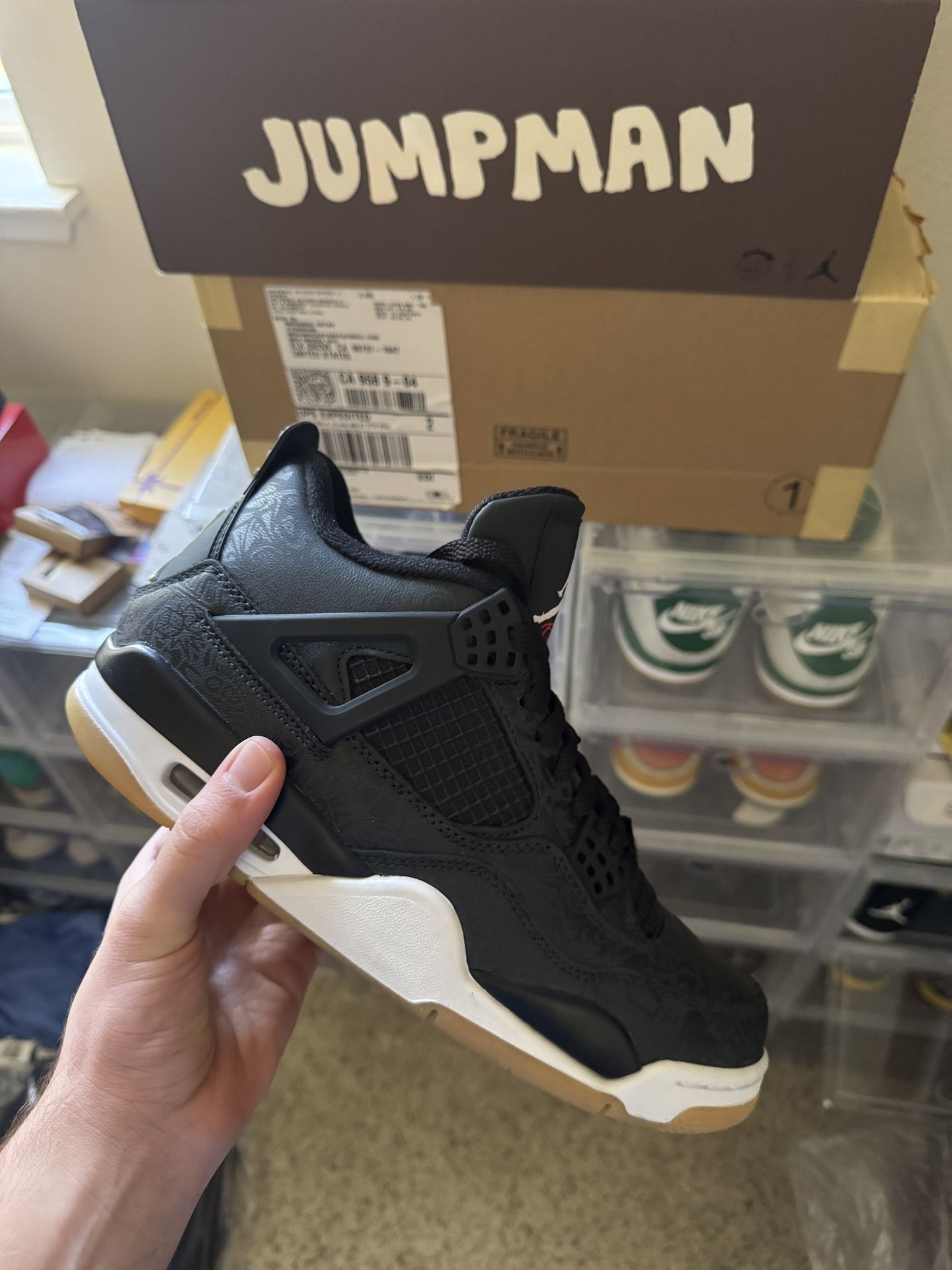 Jordan 4 Retro Laser Black Gum VNDS 8.5M