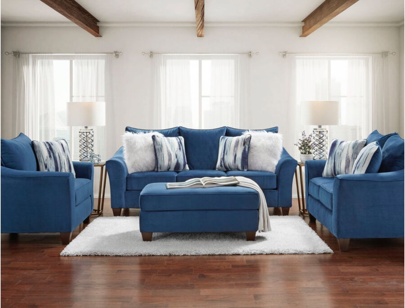 Velour Sofa & Loveseat Both For Only $998! Additional Items Sold Separately.