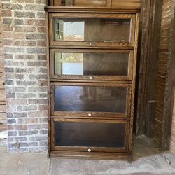 Book Case Glass Display Antique 