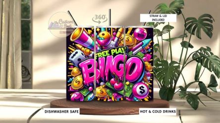 Free Play Bingo 20 oz Stainless Steel Tumbler (READ DESCRIPTION)