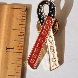 God Bless America Ribbon Patriotic Collectible Lapel Pin A-1