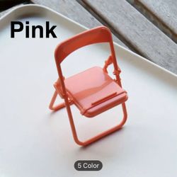 Pink Desktop Folding Chair Cell Phone Stand