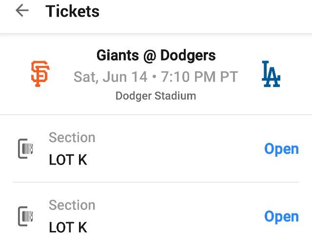 Dodgers Parking Pass/Ticket