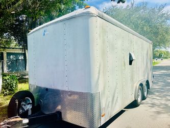 16x8 enclosed trailer beautiful. New tires & spare $500 plus extra straps-tie downs works perfect