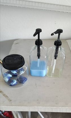 3pc Glass Laundry Room Soap Dispenser & Pod Storage Set