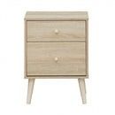 2-Drawer Nightstand Beside End Side Table with Rubber Legs

