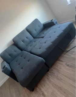 Blue/grey futon couch