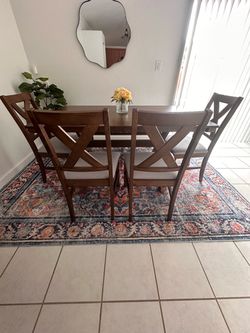 Wood Dining Table with 4 Chairs