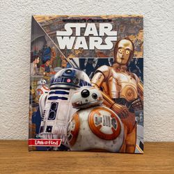 Eye-catching Star Wars cover with R2-D2, BB-8 and C-3PO. Detailed illustrated scenes to explore. Fun search-and-find activity for fans.