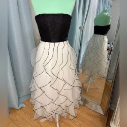 BCBG Strapless Cocktail Dress, Black/White, Size 2