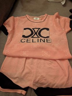 Pink Knit Crop Top and Shorts Set