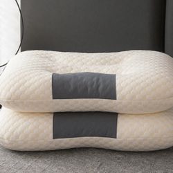 2 Pcs Pillow, Pillow Set, Neck Support Pillow, Ergonomic Adjustable Neck Pillow - Soft Knit Contemporary Design, Zipper Closure, Premium Polyester Fil