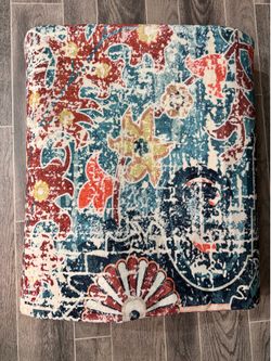 ✨ Beautiful Lahome/ blue,orange,beige, green,cream and turquoise/9’ x 12’ Washable Area Rug ✨