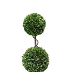 A & B Home Faux Green Boxwood Double Sphere Topiary