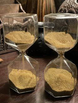 2 VintageTillsyn  IKEA Mcm Hourglass Timer w/ Beautiful Golden Beads, Handmade Glass, 90 Sec. 