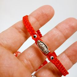 Red Macrame Bracelet Virgencita De Guadalupe Our Lady Of Guadalupe