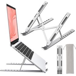 Laptop Stand for Desk, Aluminum Metal MacBook Stand，Computer Riser for Desk, Portable Foldable Adjustable Notebook Holder, Compatible with 10-15.6 Inc