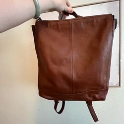 Fossil brown leather backpack