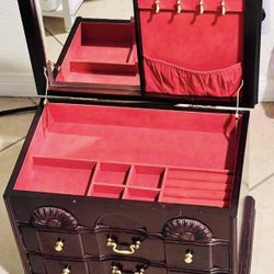 Wooden Jewelry Armoire / Organizer Chest with Drawers