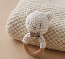 Baby rattle Teddy bear toy handmade