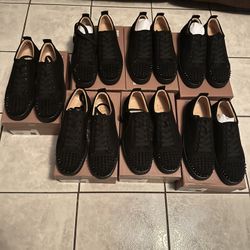 Luxury Black Red Bottom Spike Sneakers – Multiple Sizes Available